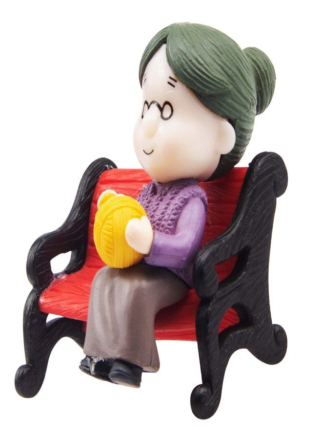ODDIER Mini Park Bench Grandpa Grandma Model Ornament Accessories for Bonsai Craft Miniature House Fairy Garden Decor-for DIY Decoration - Image 3