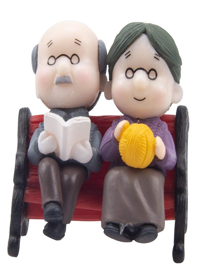 ODDIER Mini Park Bench Grandpa Grandma Model Ornament Accessories for Bonsai Craft Miniature House Fairy Garden Decor-for DIY Decoration - Image 1