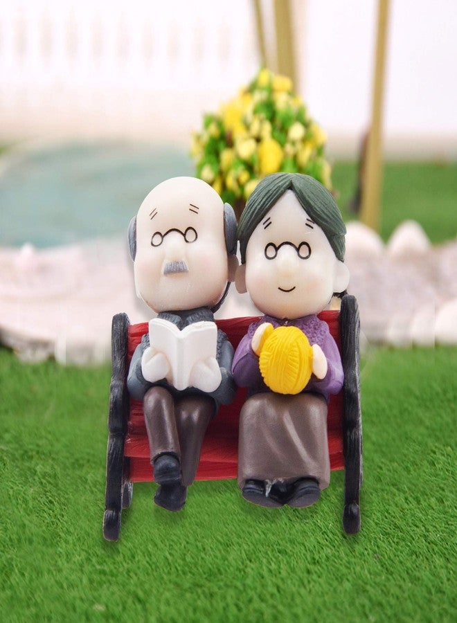 ODDIER Mini Park Bench Grandpa Grandma Model Ornament Accessories for Bonsai Craft Miniature House Fairy Garden Decor-for DIY Decoration - Image 5