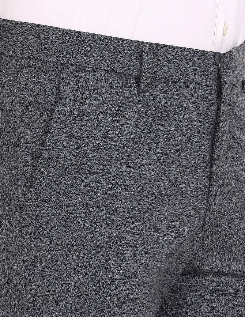 Arrow Blue Mid Rise Autoflex Trousers for Men | Best Price UAE