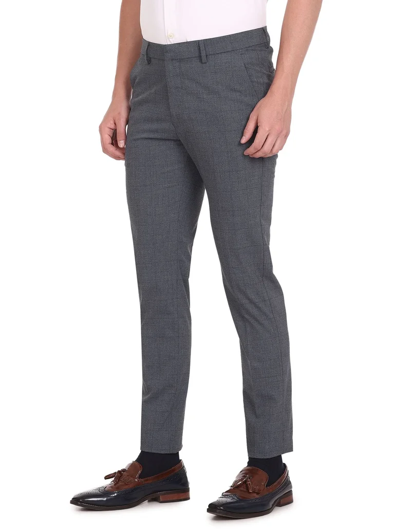 Arrow Blue Mid Rise Autoflex Trousers for Men | Best Price UAE