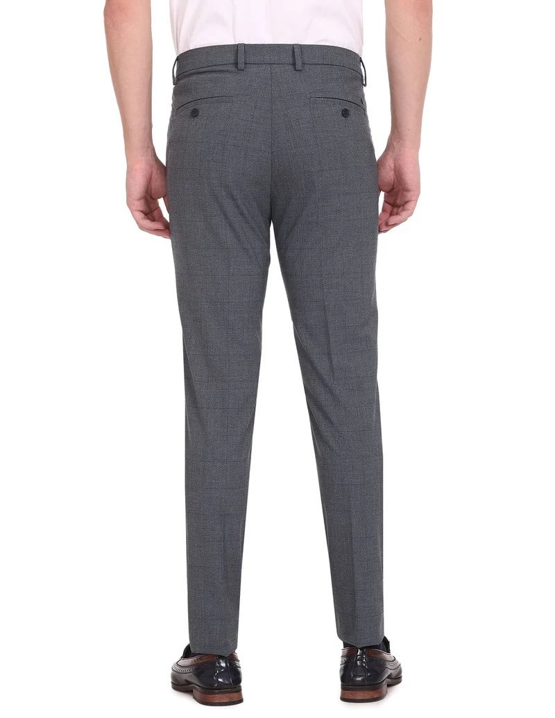 Arrow Blue Mid Rise Autoflex Trousers for Men | Best Price UAE