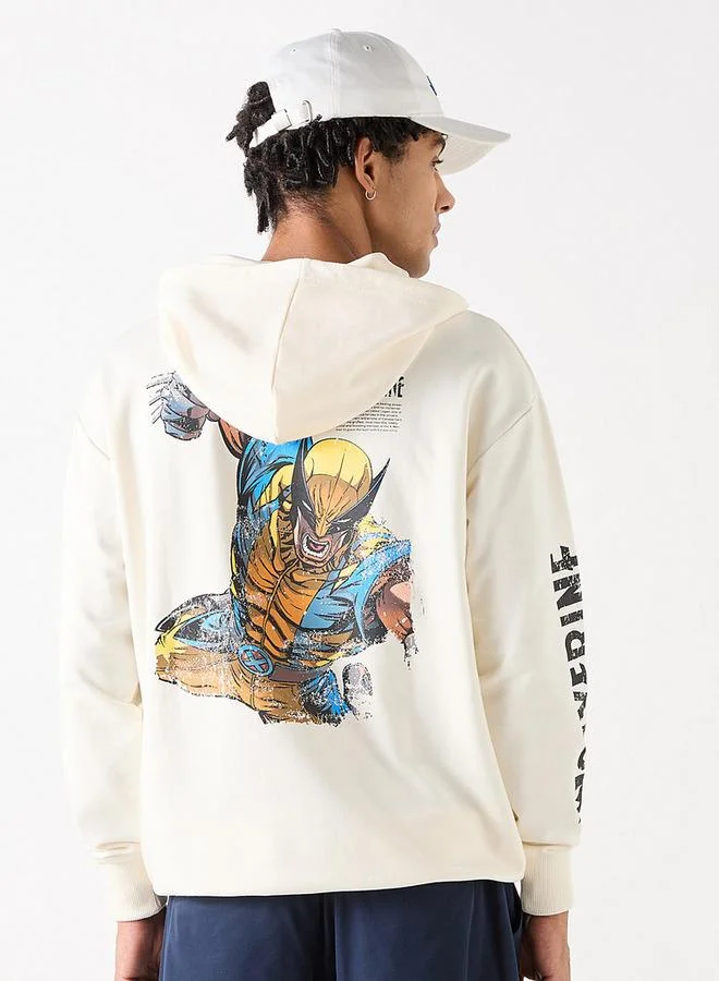 SP Characters Wolverine Print Hoodie with Long Sleeves