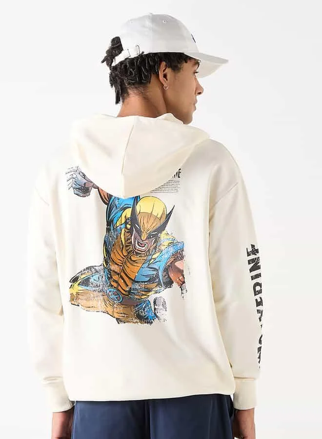 SP Characters Wolverine Print Hoodie with Long Sleeves