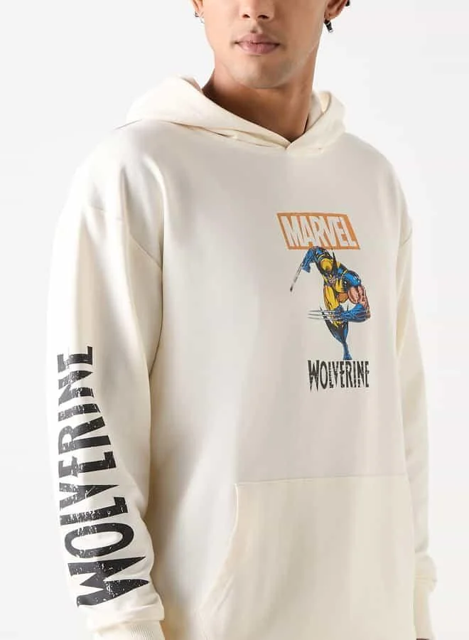 SP Characters Wolverine Print Hoodie with Long Sleeves
