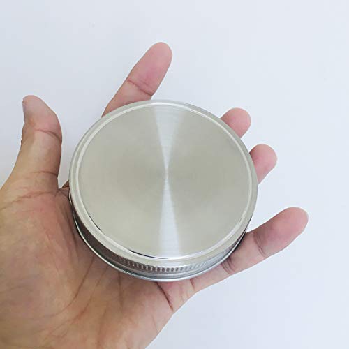 Vknic Stainless Steel Mason Jar Lids, Storage Caps with Silicone Seals for Wide Mouth Mason Canning Jars, Polished Surface, Reusable and Leak Proof, Pack of 12 (12-Pack Wide Mouth stainless steel) - Image 3