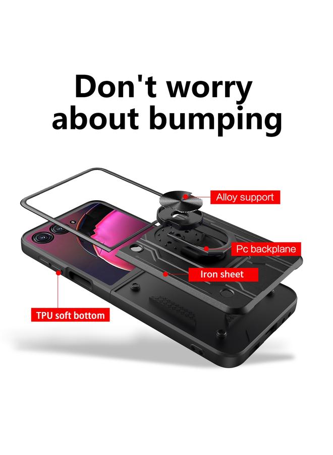 اس-توب جراب لهاتف Motorola Razr 50 مع حامل مغناطيسي مصنوع من مادة TPU+PC - Image 3