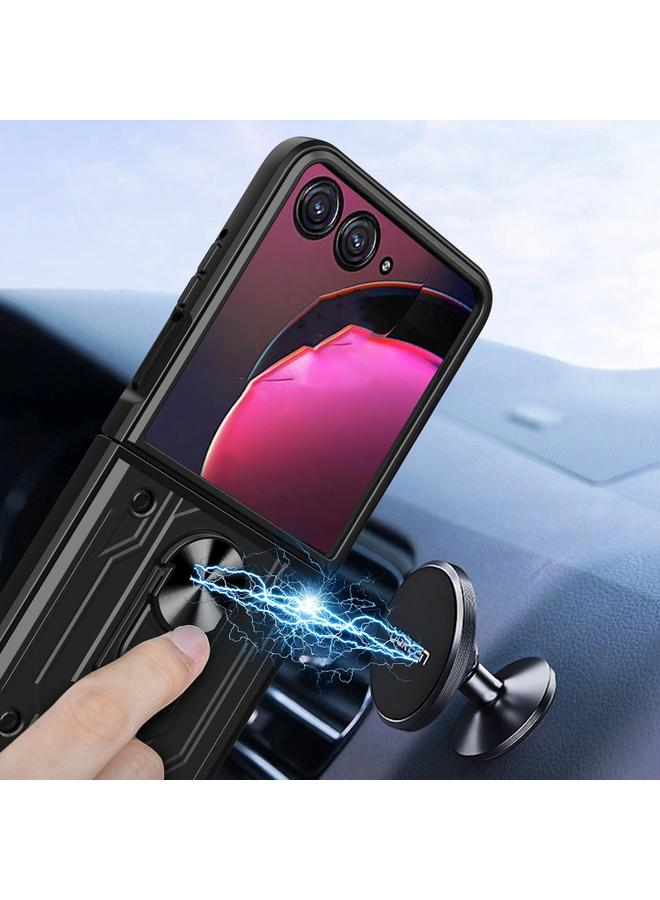 اس-توب جراب لهاتف Motorola Razr 50 مع حامل مغناطيسي مصنوع من مادة TPU+PC - Image 4