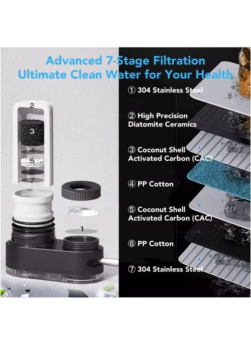 MHD 7-Stage Ceramic Purification Faucet Water Purifier Filter for Kitchen Sink Bathroom Washbasin Home Drinking, ReuseableTap Water Filter for Sink with Dual Outlets, Soften Hard Water & Remove Impurities  - Image 2