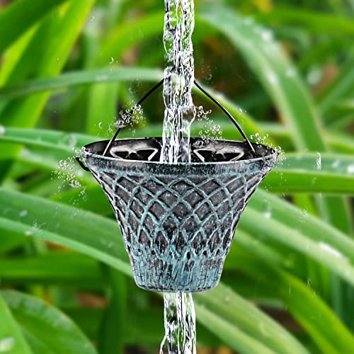 Tfro & Cile Rain Chain Gutter Downspout Catcher Outside Water Diverter Decorative Garden Rain Cups Chime Home Decor - 8 1/2 Feet Long - Image 4
