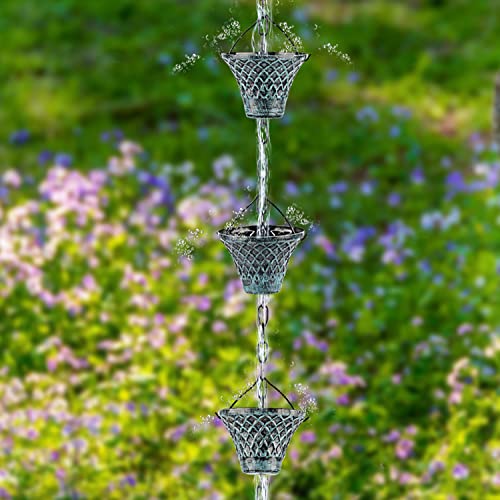 Tfro & Cile Rain Chain Gutter Downspout Catcher Outside Water Diverter Decorative Garden Rain Cups Chime Home Decor - 8 1/2 Feet Long - Image 5