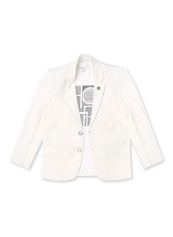 CAVIO Boys Comfort Fit Notched Lapel Collar Pure Cotton Single-Breasted Blazer & T-Shirt - Image 2