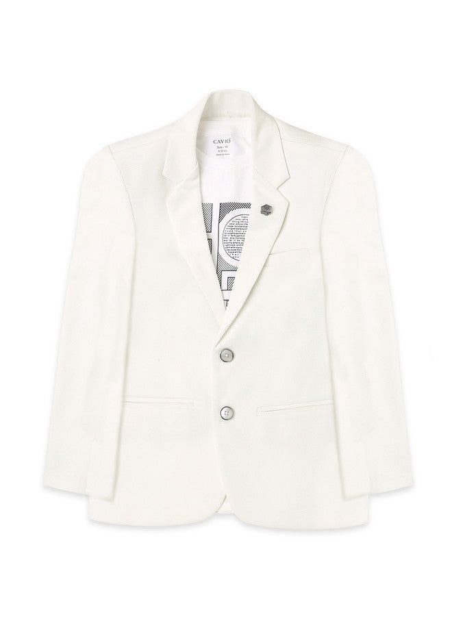 CAVIO Boys Comfort Fit Notched Lapel Collar Pure Cotton Single-Breasted Blazer & T-Shirt - Image 1
