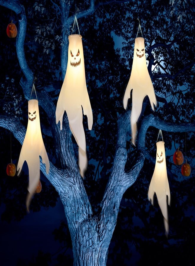 YOTNUS Halloween-Decorations-Outdoor Hanging-Ghost Windsocks for Trees with Timer, LED Ghosts to Hang in Tree Porch Yard, Waterproof, Timer,2 Pcs (No Batteries) - Image 3