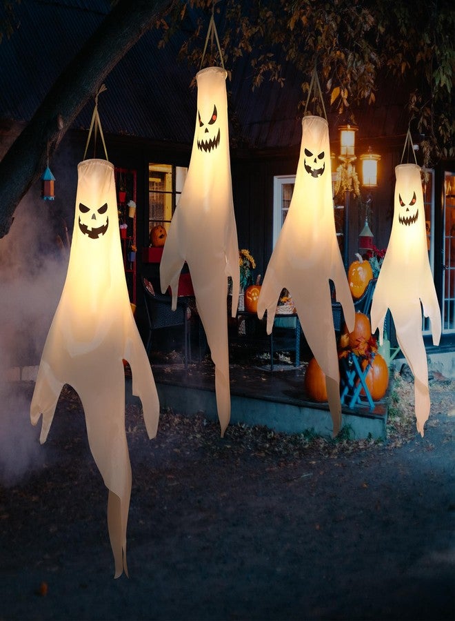 YOTNUS Halloween-Decorations-Outdoor Hanging-Ghost Windsocks for Trees with Timer, LED Ghosts to Hang in Tree Porch Yard, Waterproof, Timer,2 Pcs (No Batteries) - Image 5