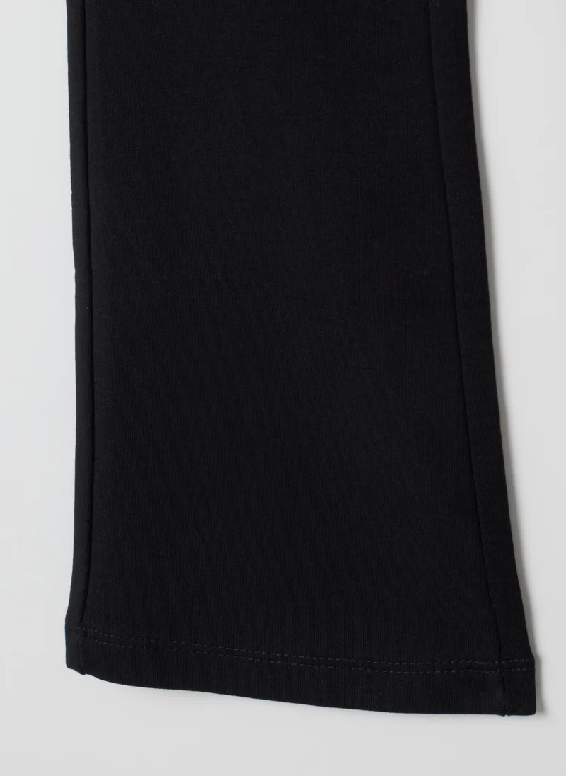 او في اس GIRLS' BLACK COTTON BLEND REGULAR FIT TREGGINGS