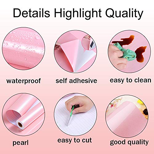 Kitico 15.7"x118.1" Pink Contact Paper Glossy Pink Peel and Stick Wallpaper Glitter Wallpaper Removable Self Adhesive Wall Paper Decorative Cabinet Furniture Kitchen Countertop - Image 2