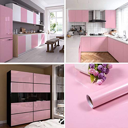 Kitico 15.7"x118.1" Pink Contact Paper Glossy Pink Peel and Stick Wallpaper Glitter Wallpaper Removable Self Adhesive Wall Paper Decorative Cabinet Furniture Kitchen Countertop - Image 4