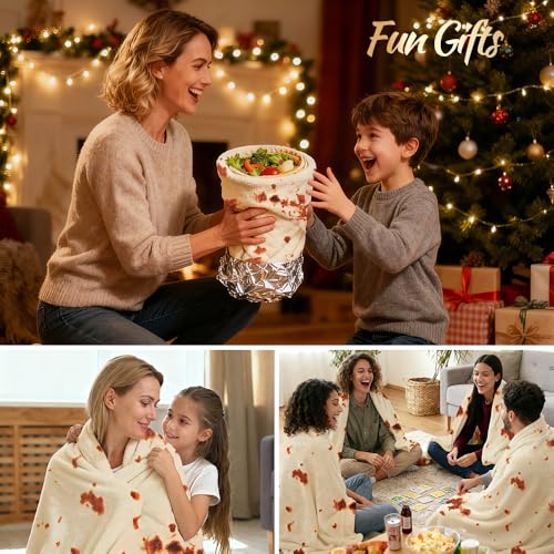 LetsFunny Burrito Tortilla Throw Blanket, Giant Funny Realistic Food Blanket, 71in 2.0 Double Sided Taco Tortilla Wrap Blanket, Funny for Adults Teens Boys, Soft Flannel Round Throw - Image 5