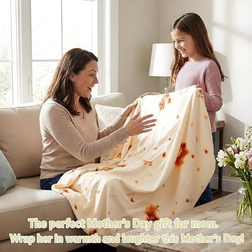 LetsFunny Burrito Tortilla Throw Blanket, Giant Funny Realistic Food Blanket, 71in 2.0 Double Sided Taco Tortilla Wrap Blanket, Funny for Adults Teens Boys, Soft Flannel Round Throw - Image 4