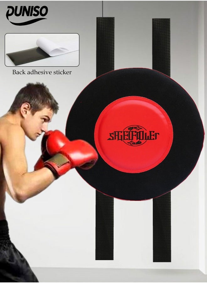 DUNISO Boxing Wall Target，Wall Boxing Punching Pad with Boxing Straps，Wall Punching Pad for Boxing Wall Mat, Wall Punching Pad Wall Target Pad Quiet PU Leather High Elastic Sponge Bag for Sports Training Boxing for Home Gym，40cm，Red/Black  - Image 1