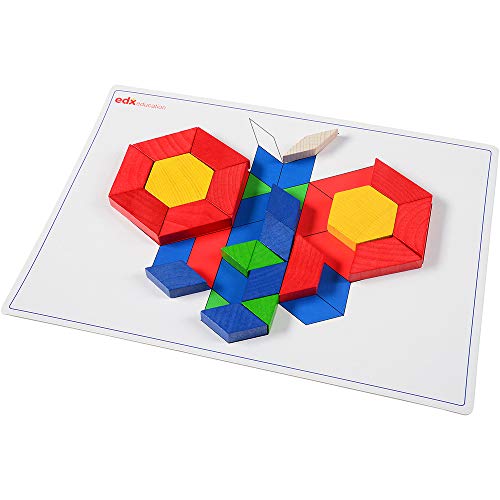 Constructive Playthings Wood Pattern Blocks w/Activity Cards -Learning Activity - Image 3