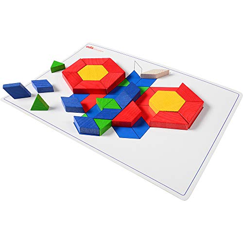 Constructive Playthings Wood Pattern Blocks w/Activity Cards -Learning Activity - Image 2