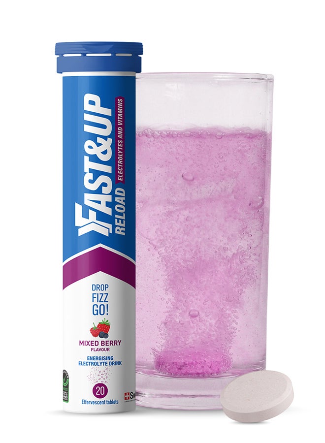 FAST&UP Reload - Hydration Electrolyte Supplement - 20 Effervescent Tablets, Mixed Berry Flavour - Image 1