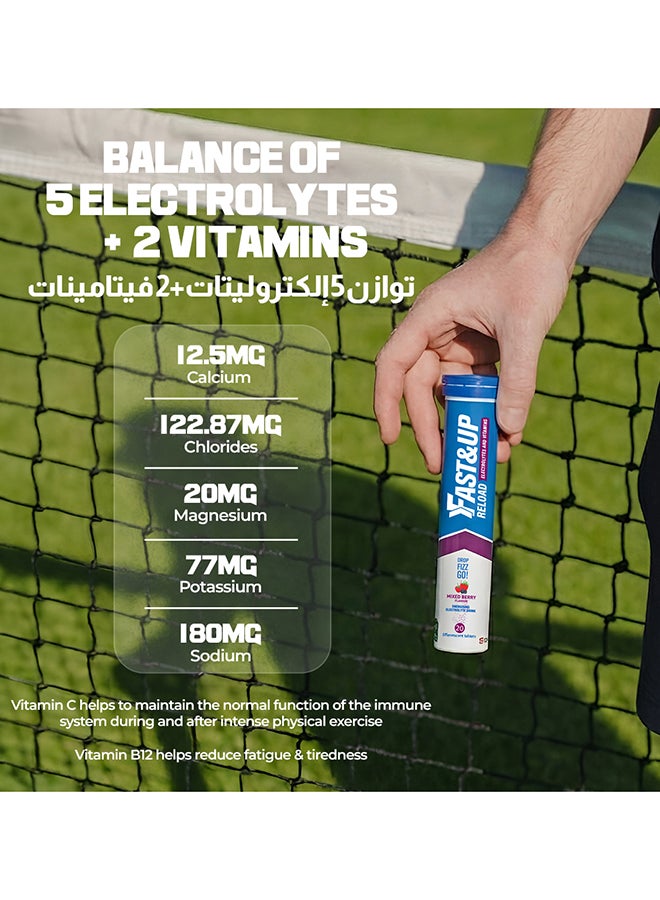 FAST&UP Reload - Hydration Electrolyte Supplement - 20 Effervescent Tablets, Mixed Berry Flavour - Image 5