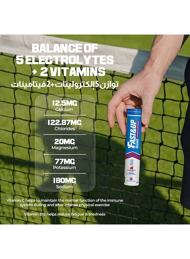 FAST&UP Reload - Hydration Electrolyte Supplement - 20 Effervescent Tablets, Mixed Berry Flavour - Image 3
