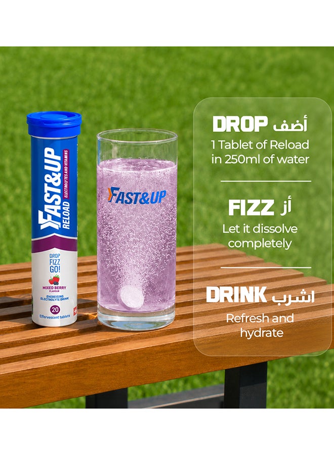 FAST&UP Reload - Hydration Electrolyte Supplement - 20 Effervescent Tablets, Mixed Berry Flavour - Image 5