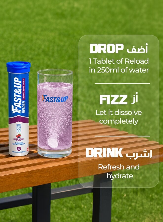 Reload - Hydration Electrolyte Supplement - 20 Effervescent Tablets, Mixed Berry Flavour