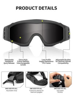 GROIC Airsoft Goggles -Outdoor Tactical Goggles Safety Anti Fog Goggles Military Goggle Glasses with Interchangable Lenses & UV400 Protection for Paintball Hunting shotting Cycling  - Image 2