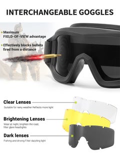 GROIC Airsoft Goggles -Outdoor Tactical Goggles Safety Anti Fog Goggles Military Goggle Glasses with Interchangable Lenses & UV400 Protection for Paintball Hunting shotting Cycling  - Image 4