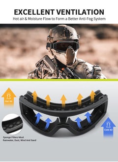 GROIC Airsoft Goggles -Outdoor Tactical Goggles Safety Anti Fog Goggles Military Goggle Glasses with Interchangable Lenses & UV400 Protection for Paintball Hunting shotting Cycling  - Image 3