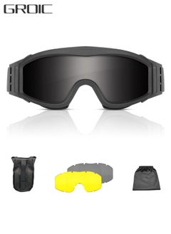 GROIC Airsoft Goggles -Outdoor Tactical Goggles Safety Anti Fog Goggles Military Goggle Glasses with Interchangable Lenses & UV400 Protection for Paintball Hunting shotting Cycling  - Image 1
