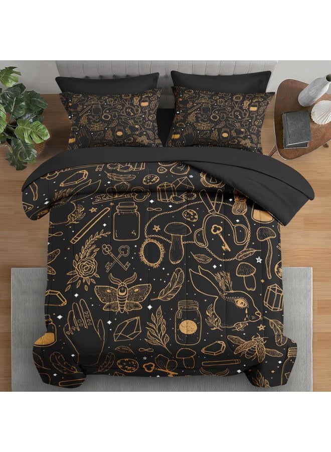 Pamnest Comforter Set Queen Size, Vintage Witch Dream 7 Pcs Bedding Set for Kids and Adults, Boho Mystic Occult Bed Sheet Sets with Fitted Sheet 2 Pillowcases & 2 Shams for Bedroom Bed Decor - Image 1