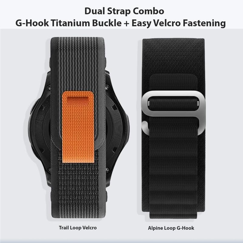 Estrenar 22mm Nylon Smart Watch Strap with Quick Release Pin, Alpine & Trail Loop Compatible with ColorFit Pro 4/Max, OnePlus, Amazfit GTR, Galaxy Watch 3, Realme S/S Pro Black - Image 3