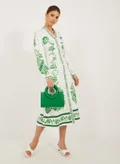 ستايلي white with green floral print