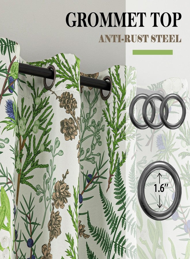 keensoft Botanical 100% Blackout Curtains for Bedroom 63 Inch Length 2 Panels Set Beige Green Plant Floral Black Out Curtains Insulated Grommet Room Darkening Window Drapes for Living Room，52Wx63L - Image 5