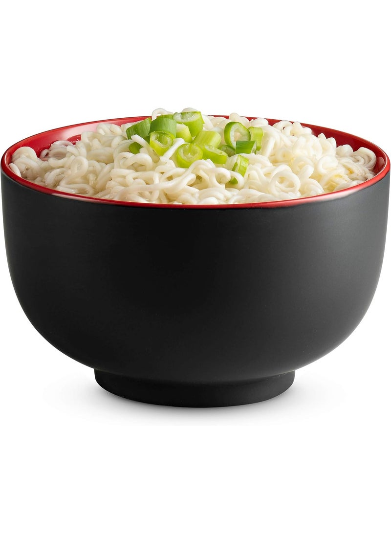 GUDOO وعاء رامن، أوعية يابانية، أوعية نودلز، وعاء حساء كبير، سيراميك، سعة كبيرة، مناسب للرامن، الفو، الأودون، السوبا، آمن للمايكرويف وغسالة الصحون، 34 أونصة، مجموعة من 4 (أسود/أحمر) - Image 1
