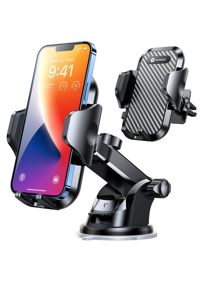 VICSEED Car Phone Holder Mount [True Strongest Suction & Military Grade] Dashboard Windshield Vent Universal Cellphone Truck Boat Stand Heavy Duty For Iphone Samsung Google Other Smartphones - Image 1