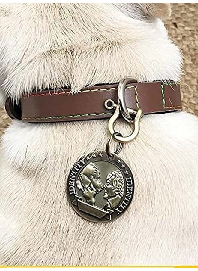 Pet Antique Gold Collar Charm Brass Tag Round Imported Collar Charm For Puppies & Dog (Large, Design 06) - Image 2