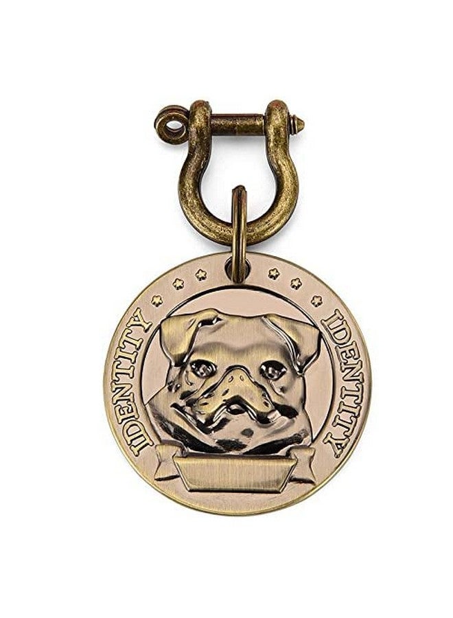 Pet Antique Gold Collar Charm Brass Tag Round Imported Collar Charm For Puppies & Dog (Large, Design 06) - Image 1