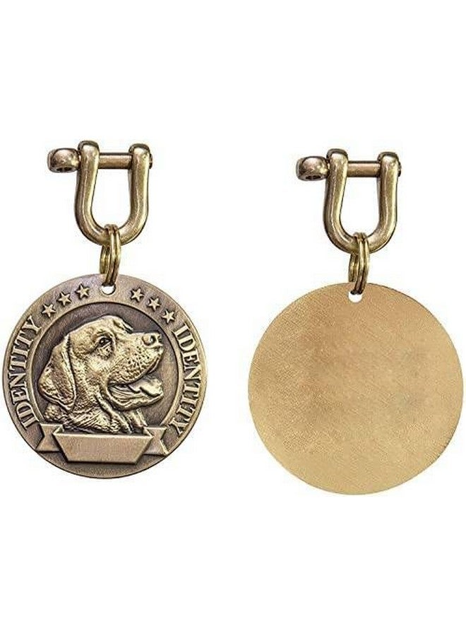 Pet Antique Gold Collar Charm Brass Tag Round Imported Collar Charm For Puppies & Dog (Large, Design 06) - Image 5