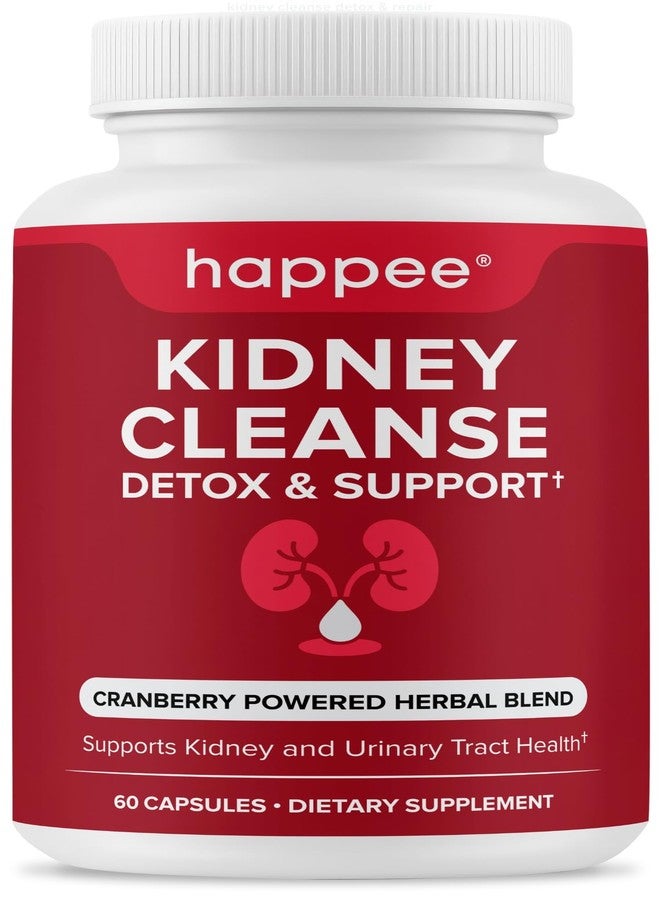 Happee Kidney Cleanse Detox & Repair Formula – Natural Kidney Support Supplement with Cranberry & 21 Herbs for Renal, Bladder, & Urinary Tract Health – Flush Toxins & Renew - 60 Capsules - Image 1