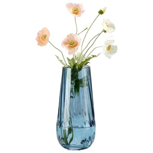 JAKY Global Modern Large Glass Vase H98 Blue Vases for Flowers Centerpieces and Decorative Accents Tall Plant Vase for Office Home Table Decor - Image 1