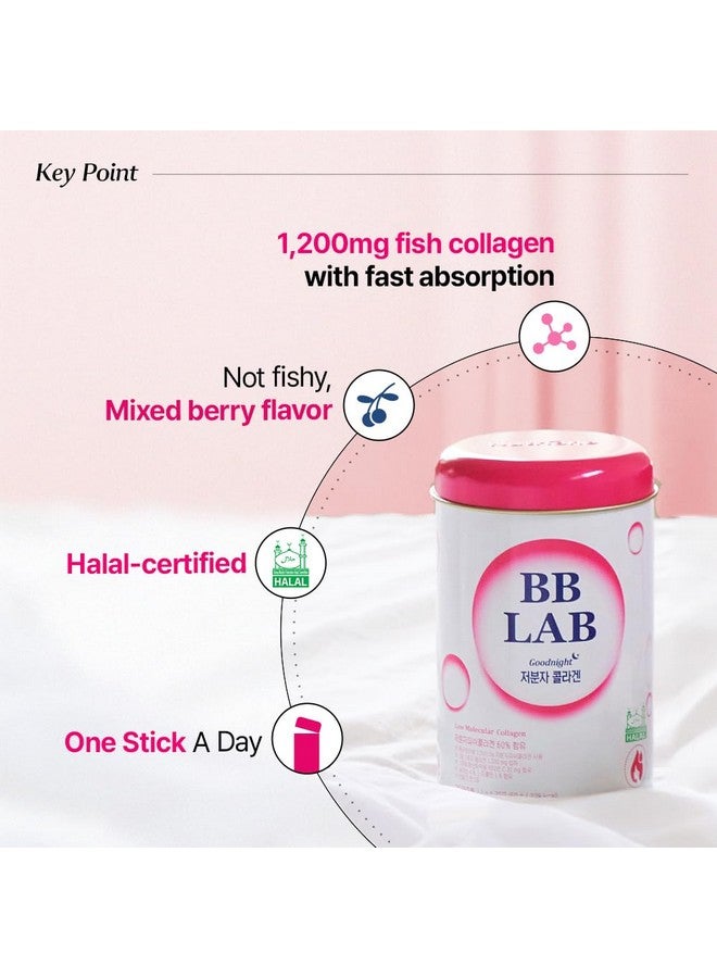 BB LAB Good Night Low Molecular Collagen Powder Stick Supplement, Halal Certified, Korean Marine Collagen, Fish Collagen Peptides, Vitamin C, Glycine, Fast Absorption, Mix Berry Flavor - Image 2