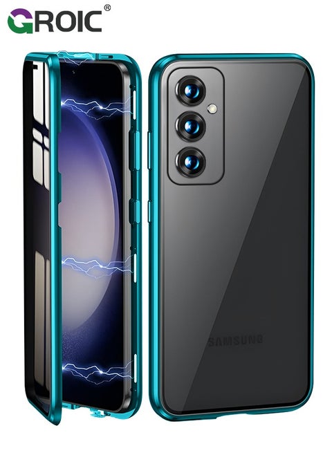 For Samsung Galaxy S24 Plus Case,360 Degree Front and Back Tempered Glass Cover,Magnetic Adsorption Metal Bumper Phone Shell,Double Sided Tempered Glass Case for Galaxy S24 Plus 6.6 inch
