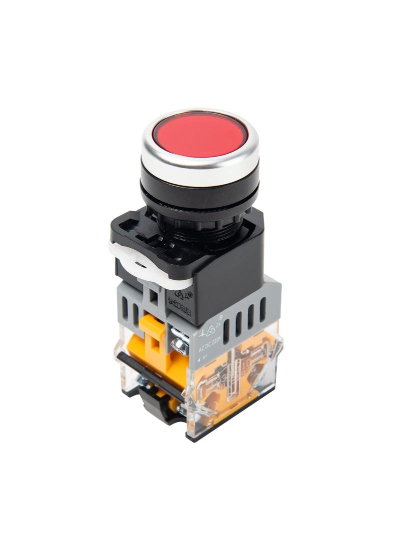 KNP LA38 RESET Red 220V AC Push Button Switch is a robust and reliable control switch designed for various applications requiring a reset function With a diameter of 22mm this switch is suitable for installation in control panels machinery and electrical devices.